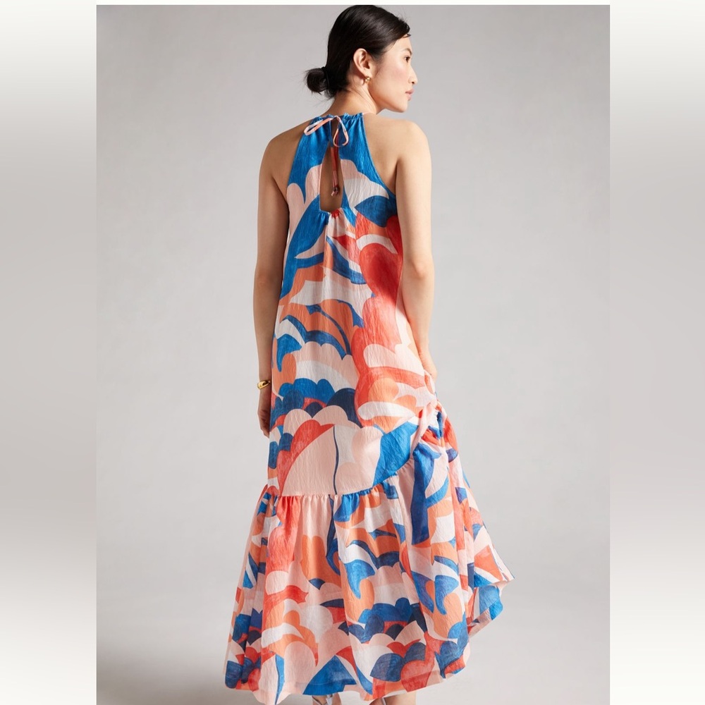 Maeve Flounces Ruffle Maxi Dress Blue Motif LP - Picture 3 of 3